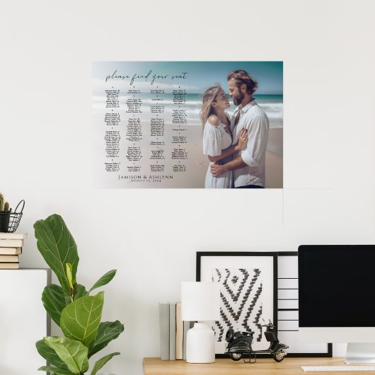 Alfabetische bruiloft zitgrafiek met foto poster (Thuiskantoor)