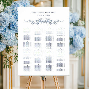 Alfabetische orde Blauwe bruiloft Zitting Grafiek Poster