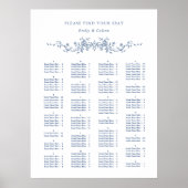 Alfabetische orde Blauwe bruiloft Zitting Grafiek Poster (Voorkant)