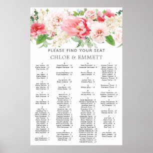 Alfabetische roze roze kalender poster