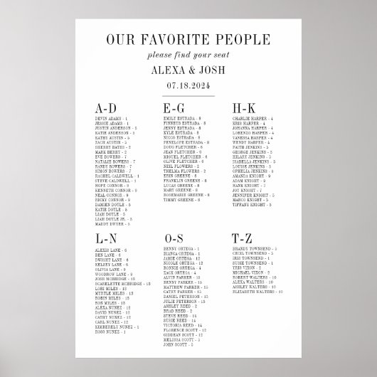 Alfabetische weduwenkaart Eenvoudig Poster (Voorkant)