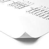 Alfabetische zetelgrafiek Afbeelding zwart script Poster (Hoek)