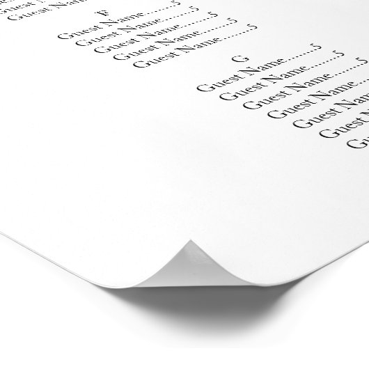 Alfabetische zetelgrafiek Afbeelding zwart script Poster (Hoek)