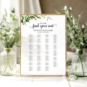 Alfabetische zitplaats Elegant Greenery Poster