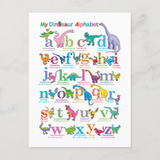 Alfabetlijst van dinosaurussen briefkaart