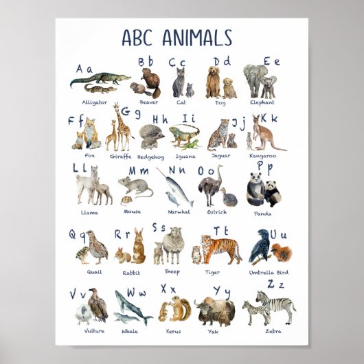 Alfabets dieren terug naar schooldag poster (Voorkant)