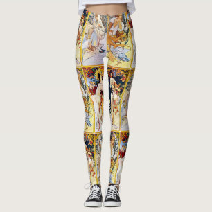 Alfons Mucha 1895 De vier seizoenen Leggings