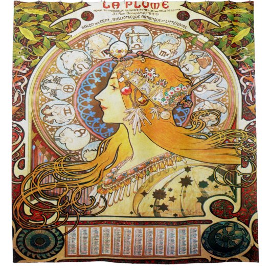 Alfons Mucha 1896 Zodiac Douchegordijn (Voorkant)