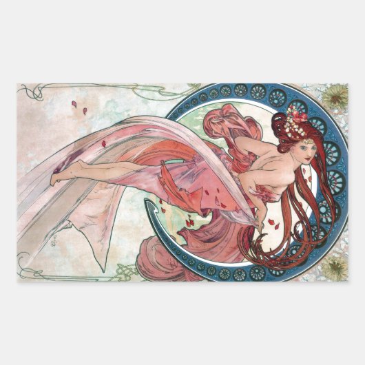 Alfons Mucha 1898 Dance Rechthoekige Sticker (Voorkant)