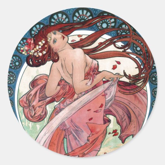 Alfons Mucha 1898 Dance Ronde Sticker (Voorkant)