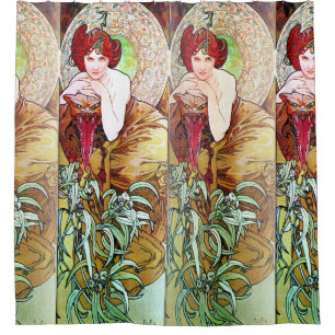 Alfons Mucha 1900 The Precious Stones Emerald Douchegordijn