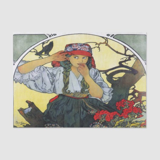 Alfons Mucha 1911 Moraviair Teachers' Choir Tissuepapier (Voorkant)