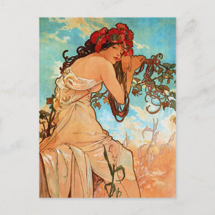 Alfons Mucha Art Nouveau Summer Painting Briefkaart