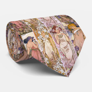 Alfons Mucha, de vier bloemen Stropdas