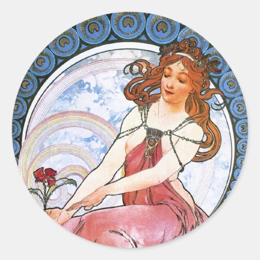 Alfons Mucha: Gebruik van verf Ronde Sticker (Voorkant)