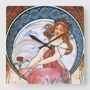 Alfons Mucha: Gebruik van verf Vierkante Klok