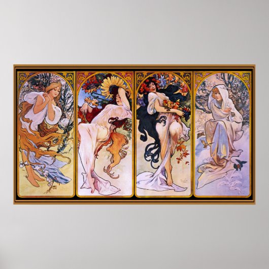 Alfons Mucha ~ Poster des quatre saisons (Devant)