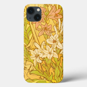 Alfonse Mucha Art Nouveau-bloemen iPhone 13 Hoesje