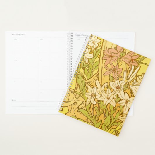 Alfonse Mucha Art Nouveau-bloemen Planner (Display)
