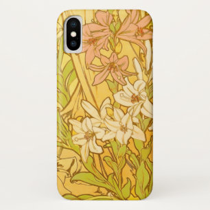 Alfonse Mucha Art Nouveau lelie bloemen iPhone X Hoesje
