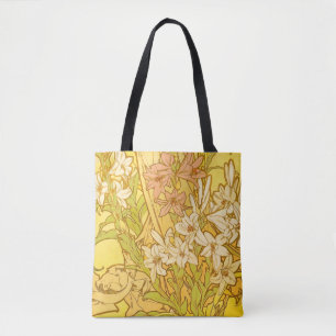 Alfonse Mucha Art Nouveau lelie bloemen Draagtas