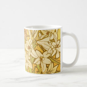 Alfonse Mucha Art Nouveau lelie bloemen Koffiemok