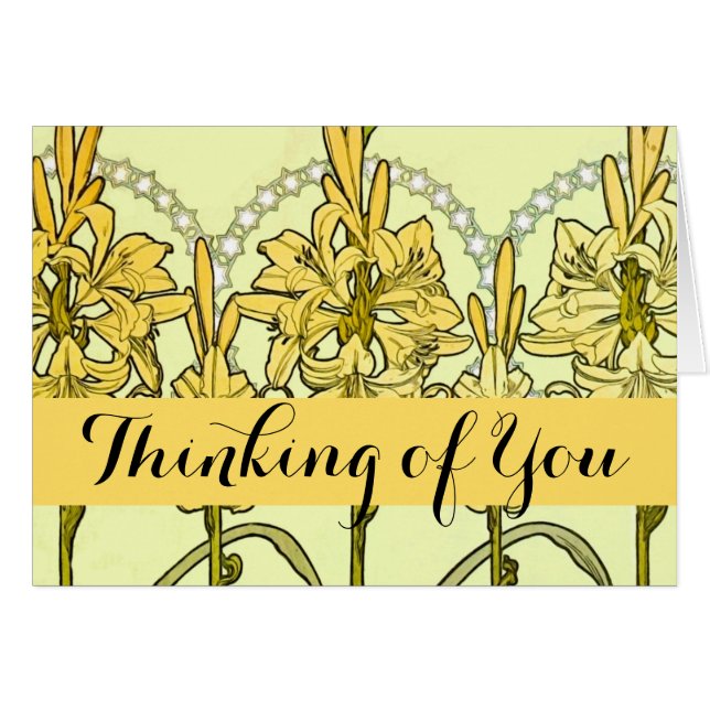 Alfonse Mucha Art Nouveau Lily Floral Pattern (Voorkant Horizontaal)