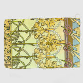 Alfonse Mucha Art Nouveau Lily Floral Pattern Golfhanddoek (Horizontaal)