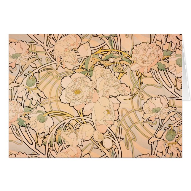 Alfonse Mucha Art Nouveau Peonies (Voorkant Horizontaal)