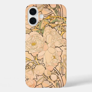 Alfonse Mucha Art Nouveau Peonies iPhone 16 Plus Hoesje