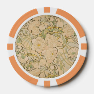 Alfonse Mucha Art Nouveau Pioenen Botanische Kunst Poker Chips