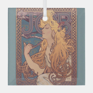 Alfonse Mucha Job Art Nouveau vrouw Glas Ornament