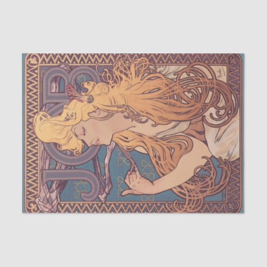 Alfonse Mucha Job Art Nouveau vrouw Tissuepapier (Voorkant)