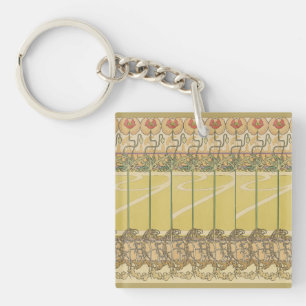 Alfonse Mucha Klaprozen Art Nouveau Bloem Behangse Sleutelhanger