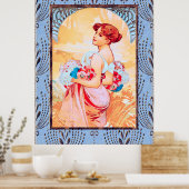 Alfonse Mucha Lady avec fleurs Poster (Cuisine)