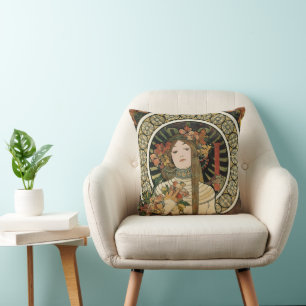 Alfonse Mucha Trappistine Nouveau Vintage Poster Kussen