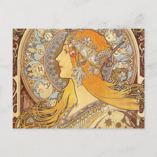 Alfonse Mucha Zodiac Art Nouveau Vrouw Briefkaart