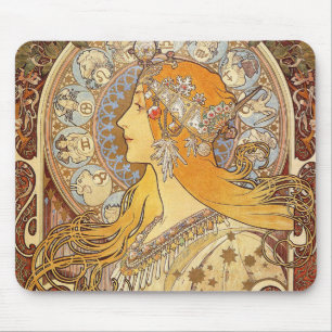 Alfonse Mucha Zodiac Art Nouveau Vrouw Muismat