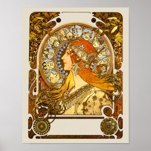 Alfonse Mucha Zodiac Art Nouveau Woman Poster