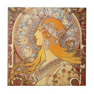 Alfonse Mucha Zodiac Art Nouveau Woman Tegeltje