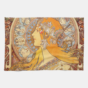 Alfonse Mucha Zodiac Art Nouveau Woman Theedoek