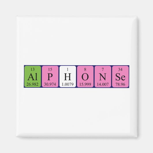 Alfonse periodieke lijstnaam magnet magneet (Voorkant)