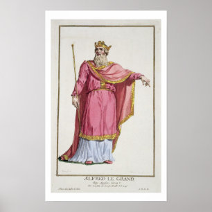 Alfred de Grote (849-99) uit 'Receuil des Estamp' Poster