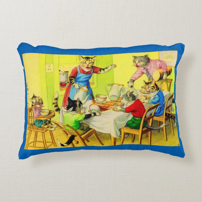 Alfred Mainzer cats Dinner Disaster print Accent Kussen (Voorkant)