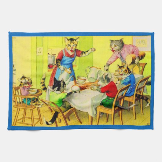 Alfred Mainzer cats Dinner Disaster print Theedoek (Horizontaal)