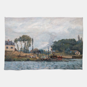 Alfred Sisley - Botens bij de sluis bij Bougival Theedoek