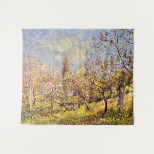 Alfred Sisley Orchard in het voorjaar Wandkleed