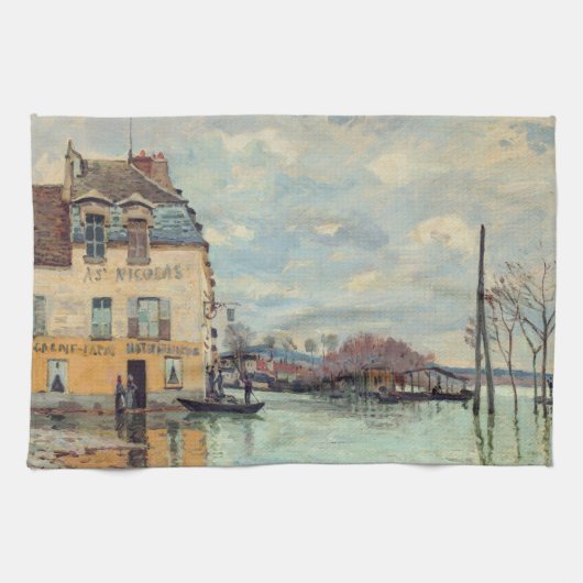 Alfred Sisley - Overstroming in Port-Marly 1872 Theedoek (Horizontaal)