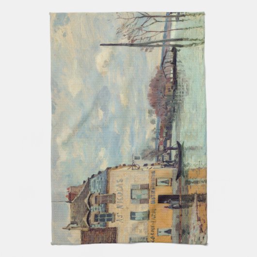 Alfred Sisley - Overstroming in Port-Marly 1872 Theedoek (Verticaal)