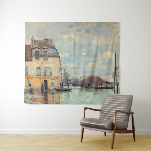 Alfred Sisley - Overstroming in Port-Marly 1872 Wandkleed (In Situ (horizontaal))